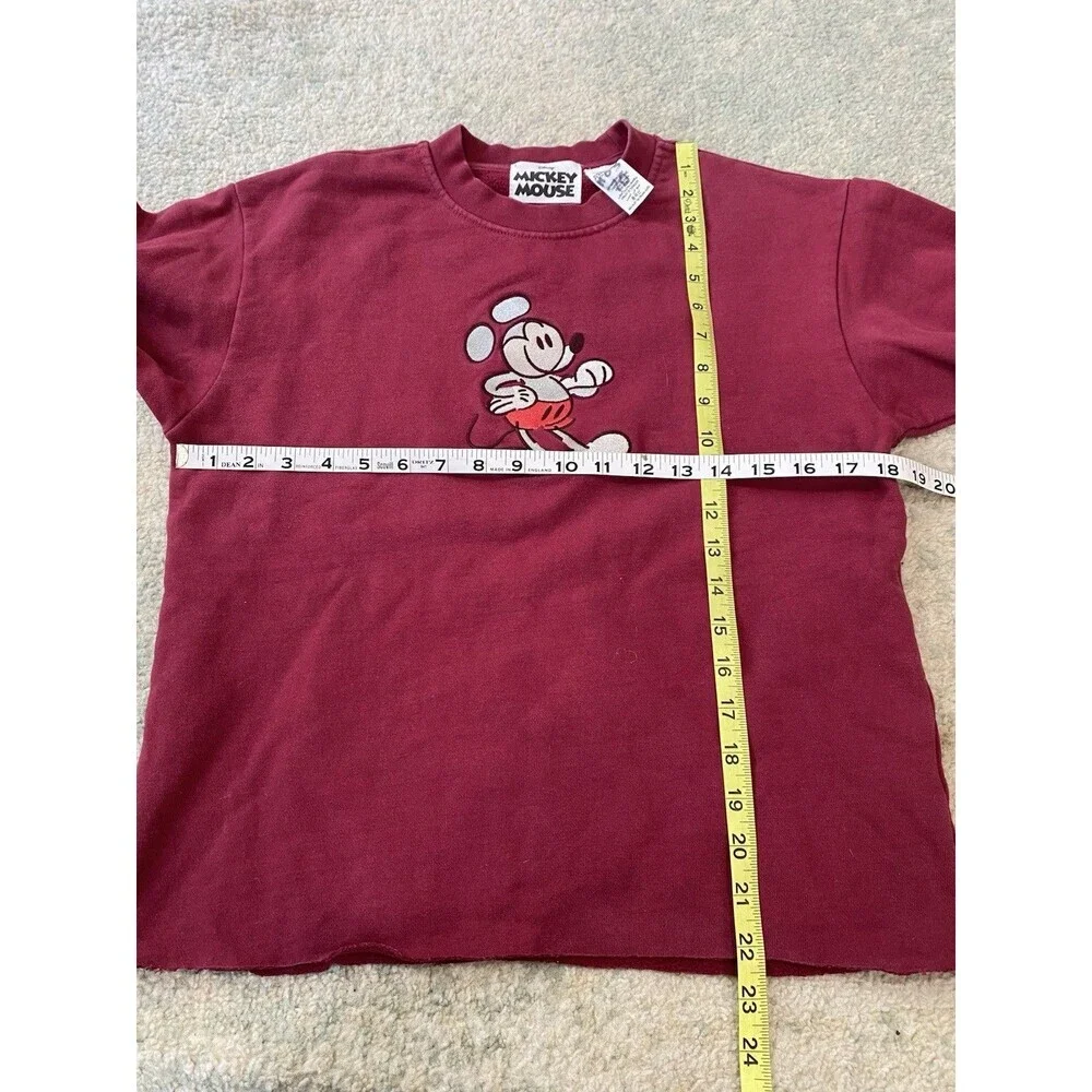 Disney Parks Sweatshirt Womens XS Embroidered Mickey Mouse Cropped 90s Cute